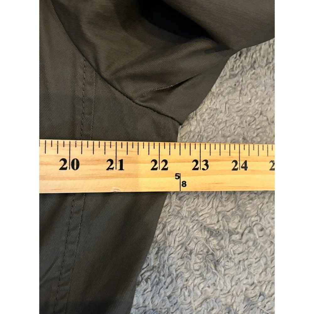 DKNY Jeans Utility Jacket Womens Large Gray Green Button Front Pockets Army